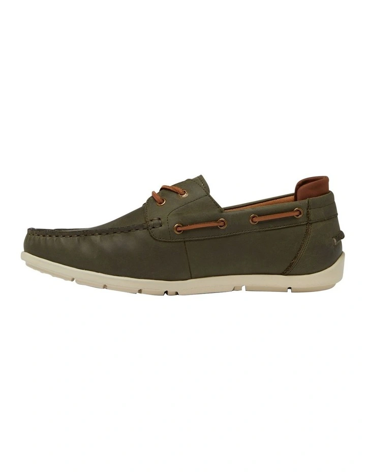 Flood Boat Leather Shoes in Olive Wild image 3