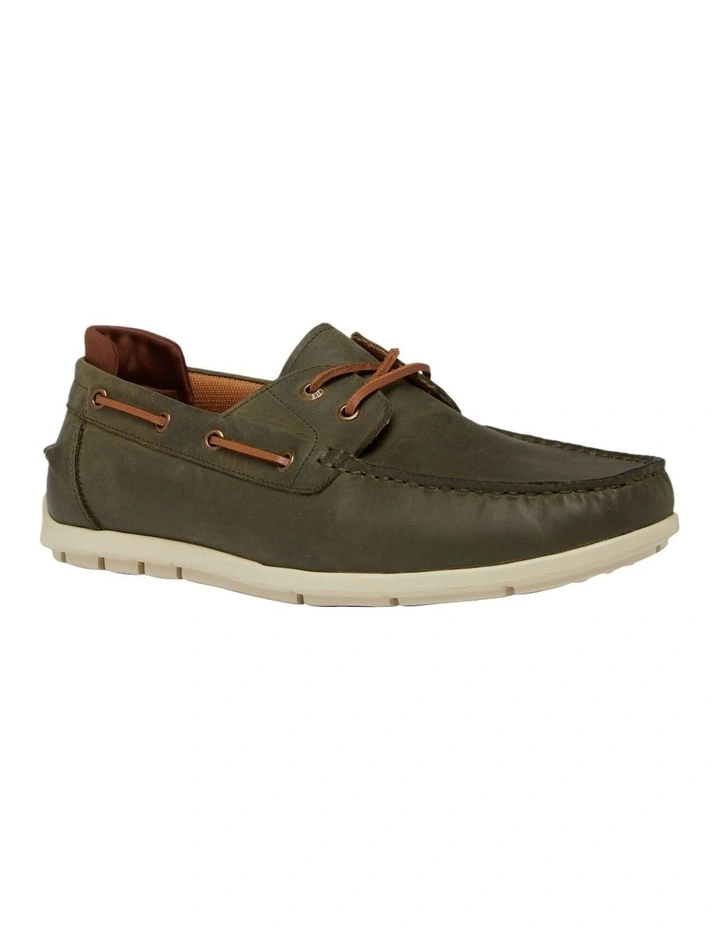 Flood Boat Leather Shoes in Olive Wild image 4