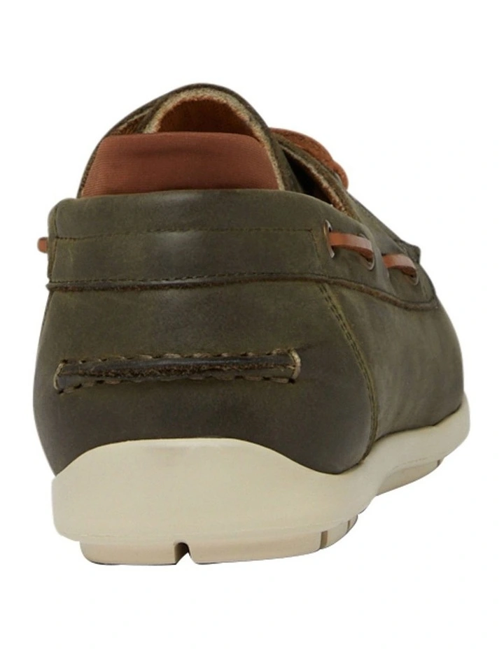 Flood Boat Leather Shoes in Olive Wild image 5