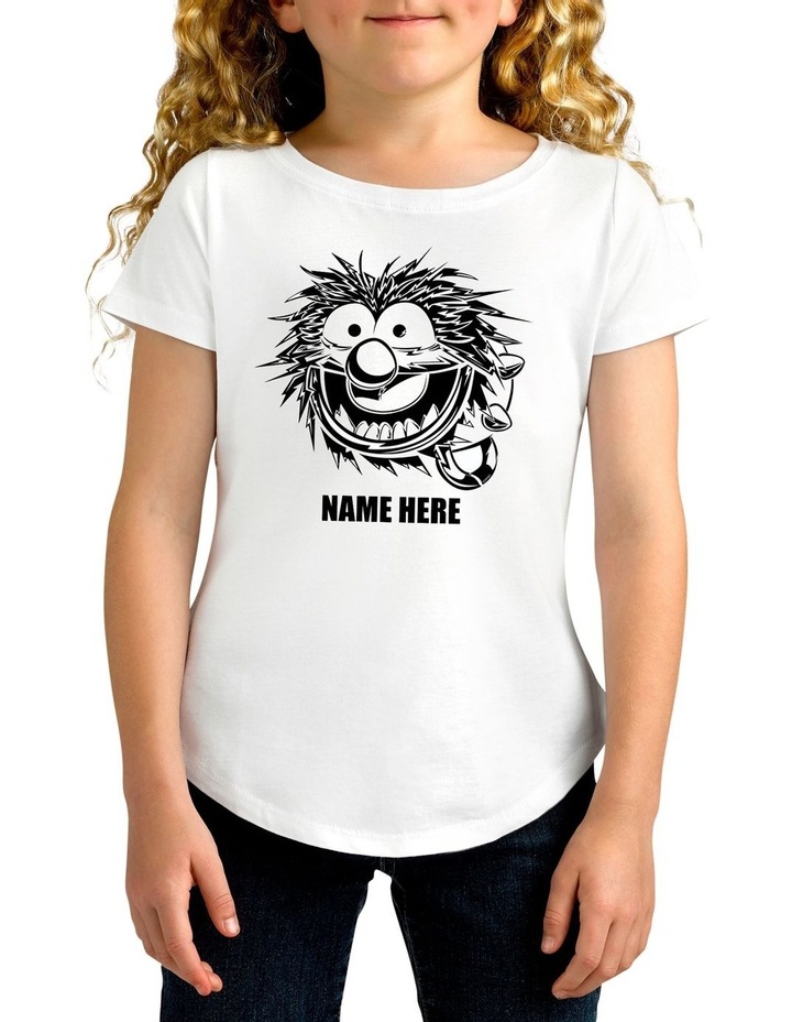 Girl's Disney The Muppets Animal Sketch Personalised Cotton T-Shirt White