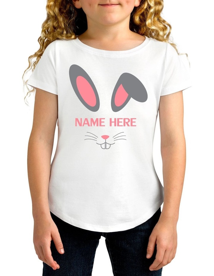Girl's Easter Bunny Personalised Cotton T Shirt White