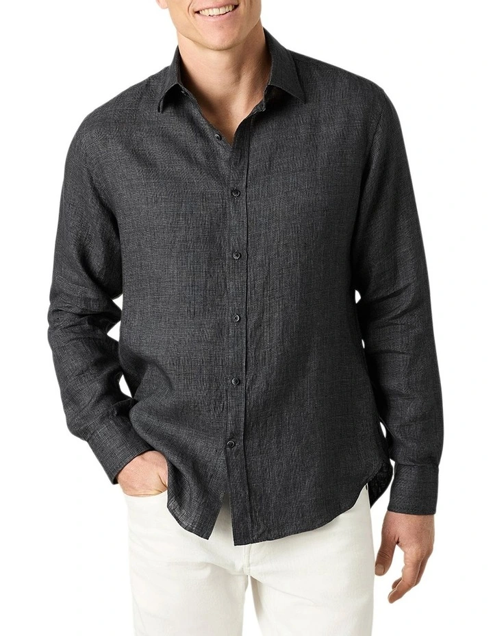 Mattarella Linen Shirt in Charcoal image 1