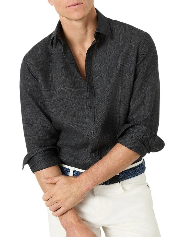 Mattarella Linen Shirt in Charcoal image 2