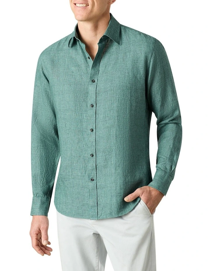 Mattarella Linen Shirt in Green image 1