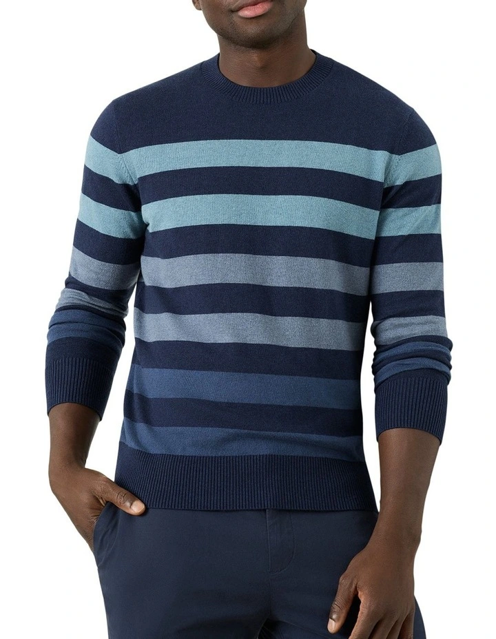 Mccowan Stripe Crew Sweater in Blue image 1