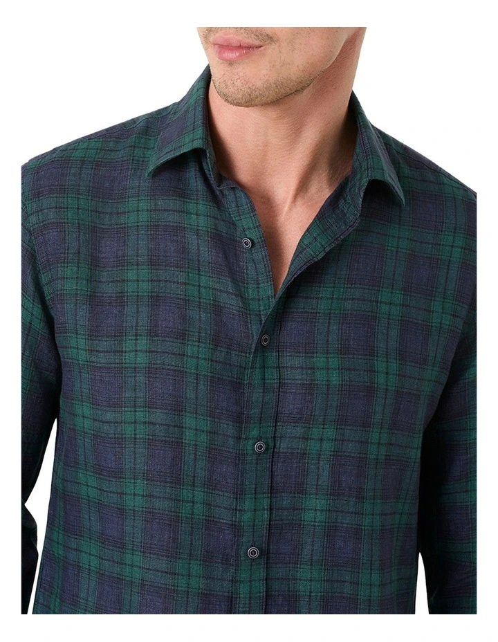 Turchi Check Shirt in Navy Fornillo Green image 3