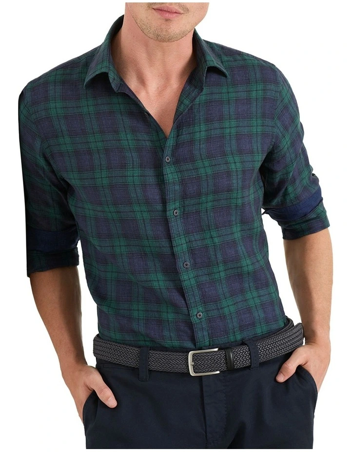 Turchi Check Shirt in Navy Fornillo Green image 4