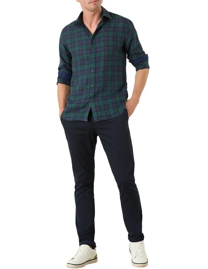 Turchi Check Shirt in Navy Fornillo Green image 5