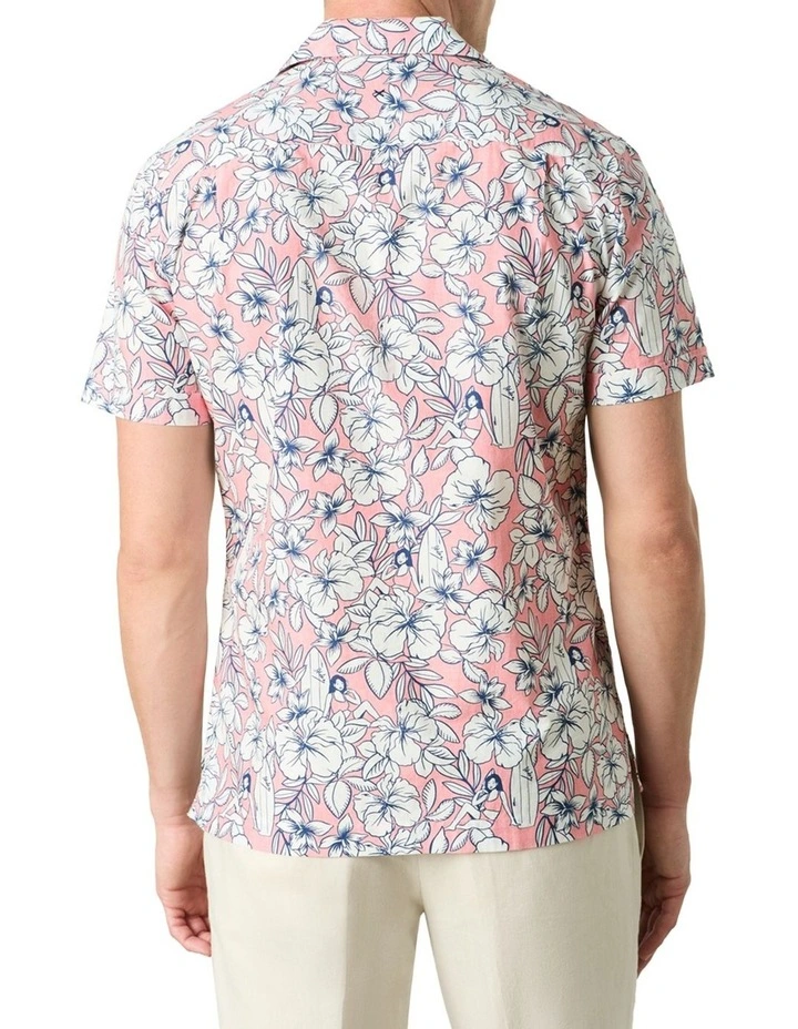 Malia Short Sleeve Shirt in Coral White image 4