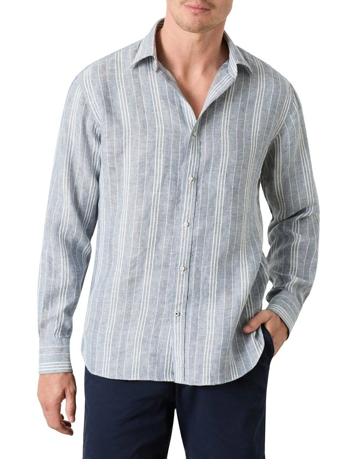 Ravello Stripe Shirt in Denim White image 1