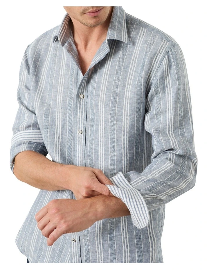 Ravello Stripe Shirt in Denim White image 2