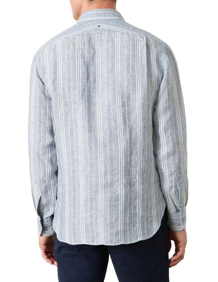 Ravello Stripe Shirt in Denim White image 3