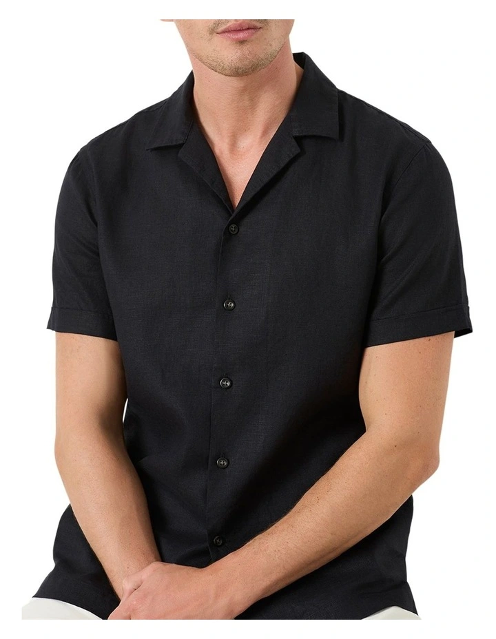 Marini Camp Collar Short Sleeve Shirt in Black image 2
