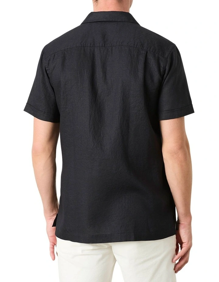 Marini Camp Collar Short Sleeve Shirt in Black image 3