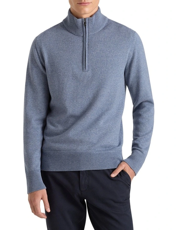 MJ Bale Perry HalfZip in Faded Denim MYER