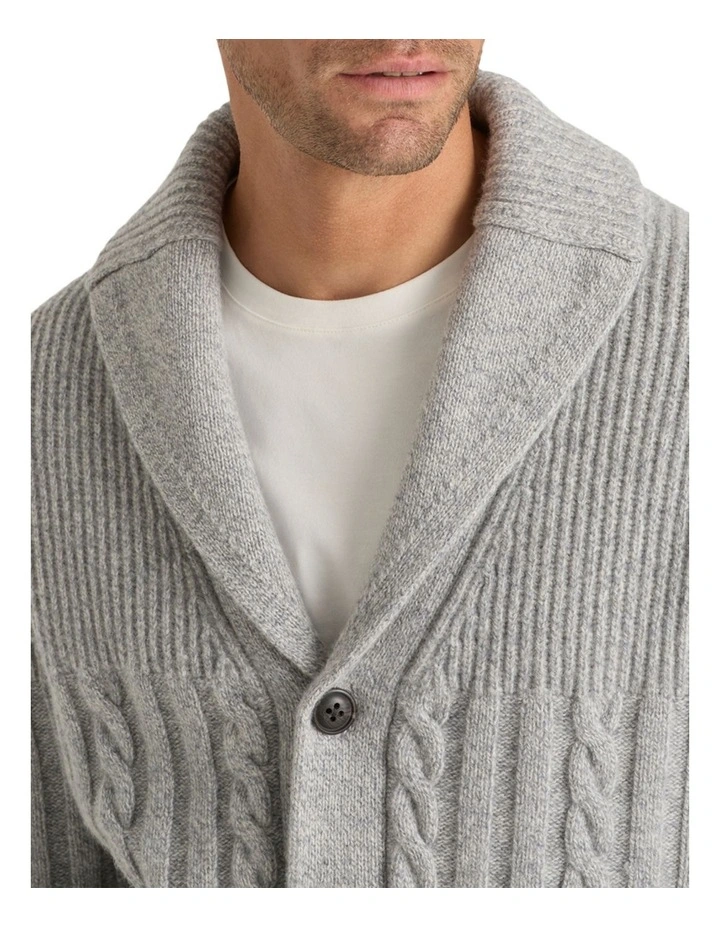 Jager Shawl Cardigan in Light Grey Melange image 3