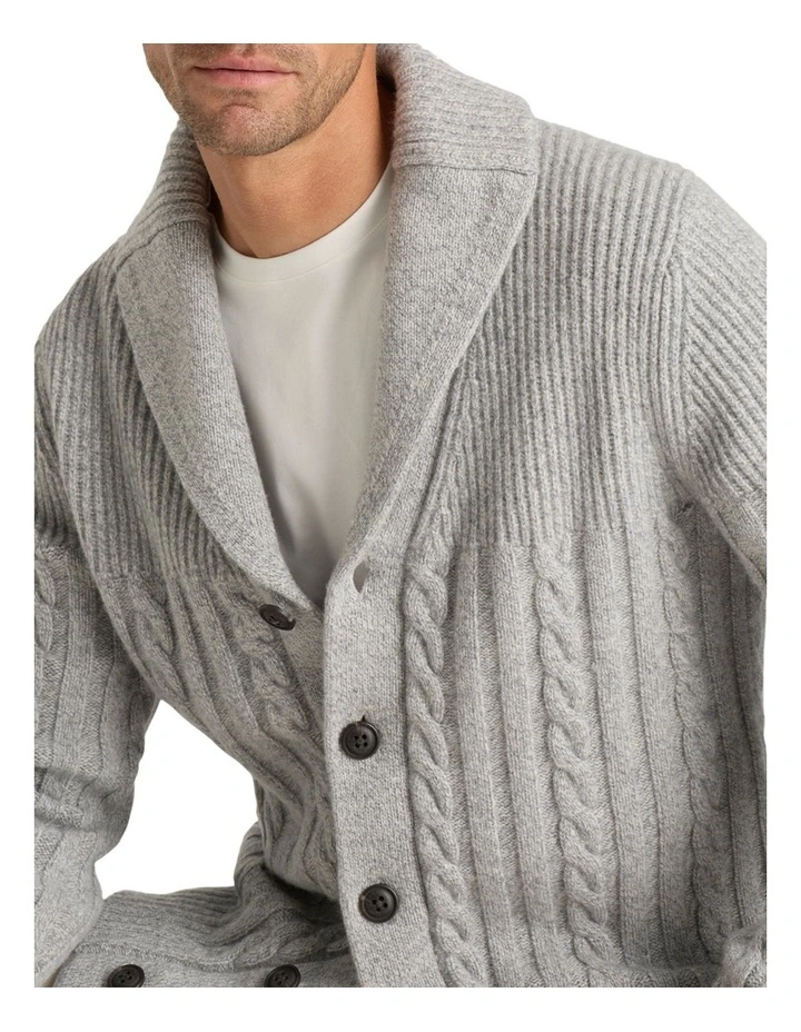 Jager Shawl Cardigan in Light Grey Melange image 4