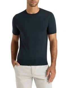 Elba Knit Tee in Dark Green