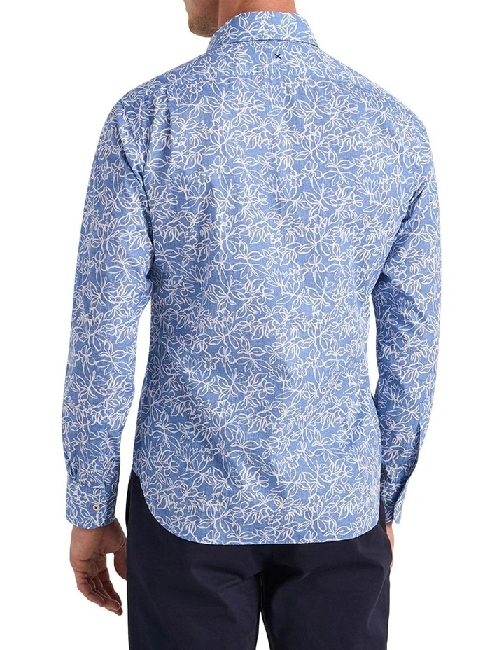 Notre Dame Print Shirt in Azzure Blue/White image 2