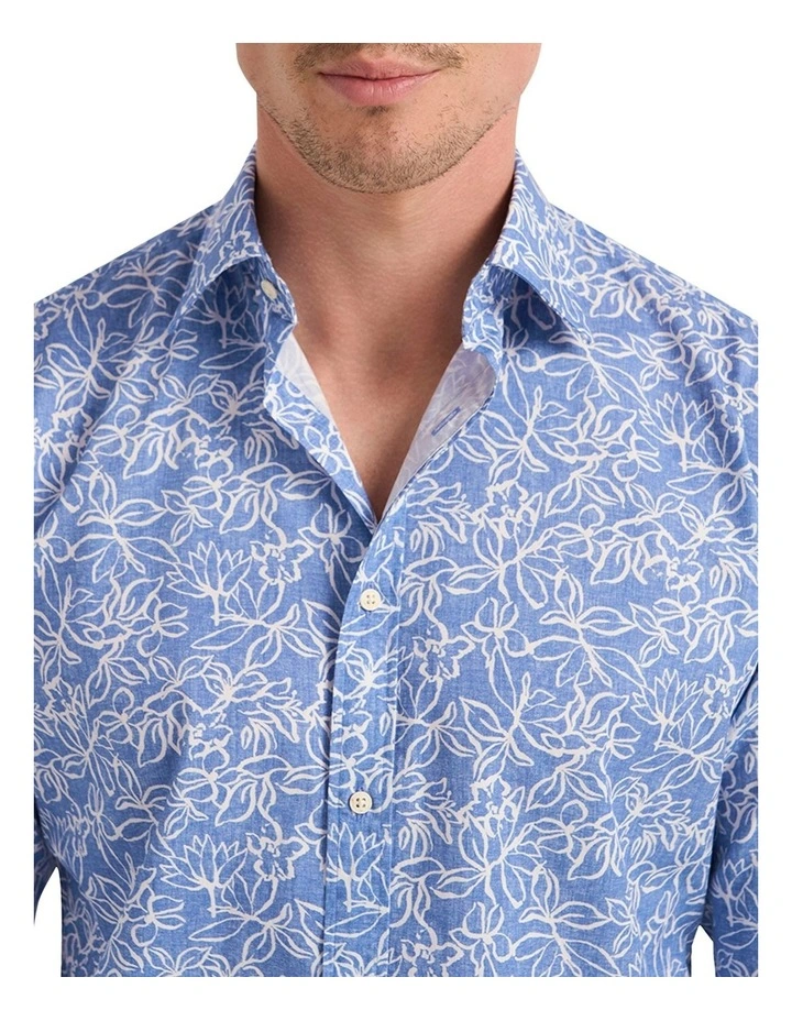 Notre Dame Print Shirt in Azzure Blue/White image 3