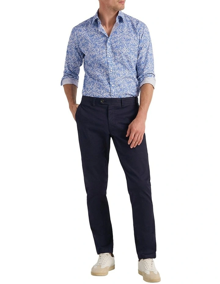 Notre Dame Print Shirt in Azzure Blue/White image 5