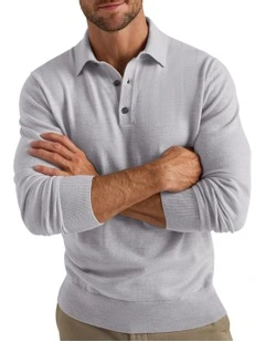 Fraser Ashby Polo Knit Sweater in Blue