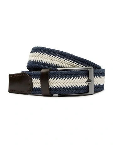 Harris Braided Belt in Navy/Natural