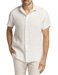 Marbella Linen Short Sleeve Shirt in White