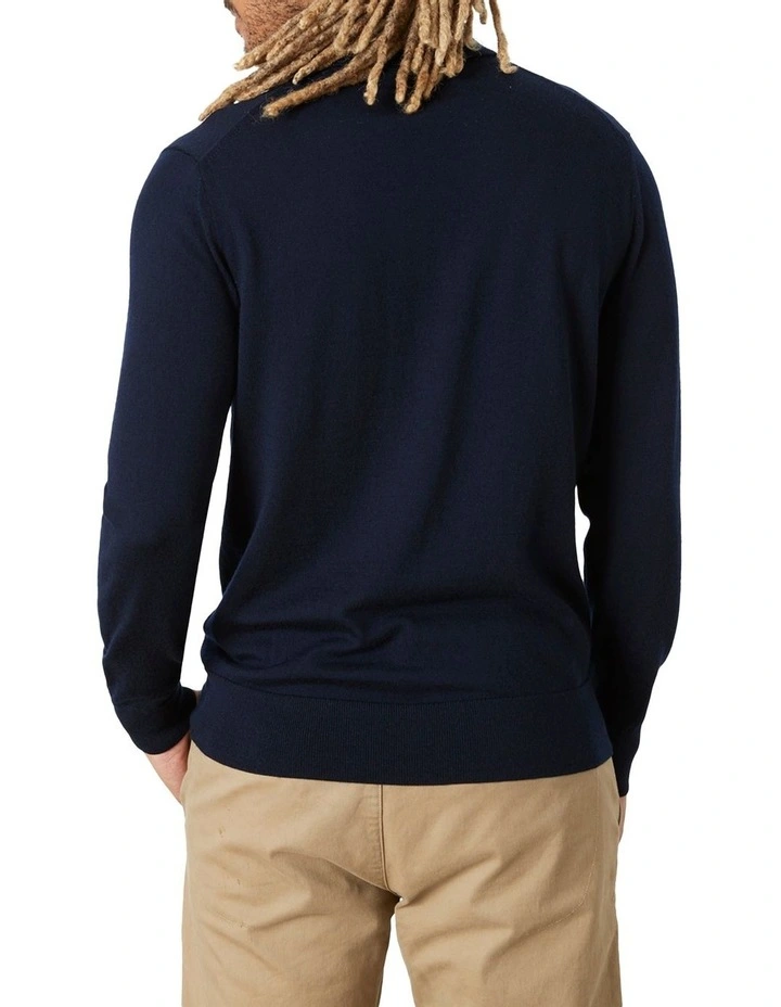 Fraser Ashby Merino Polo Knit in Navy image 2