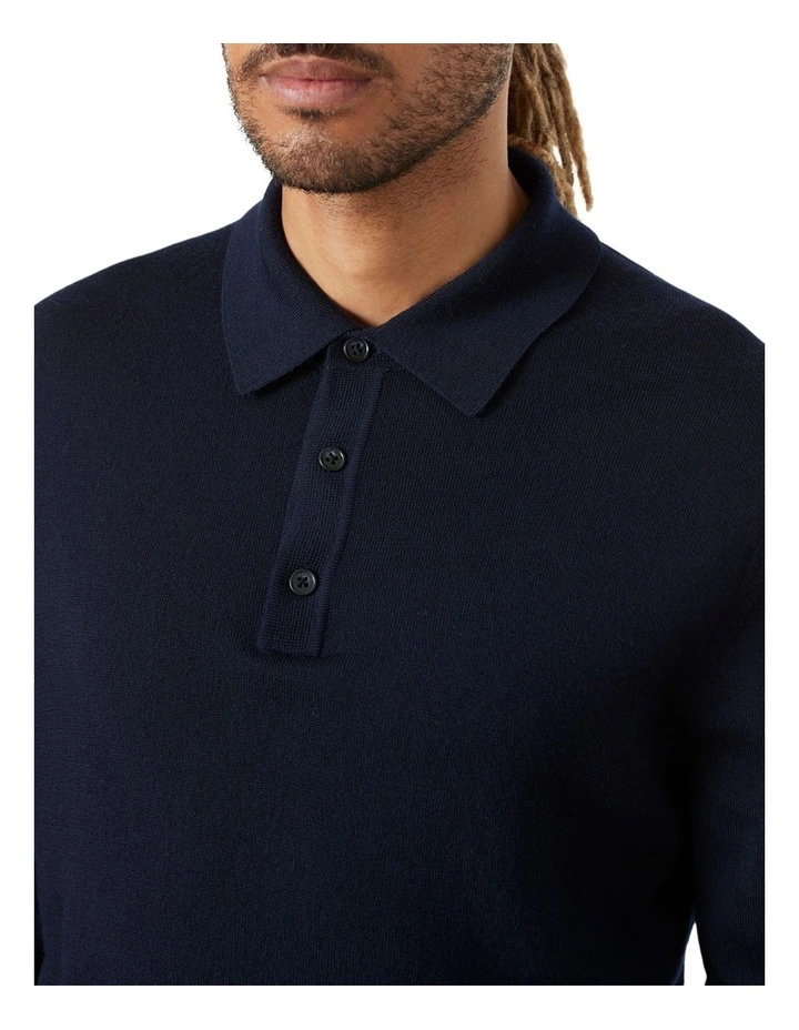 Fraser Ashby Merino Polo Knit in Navy image 3