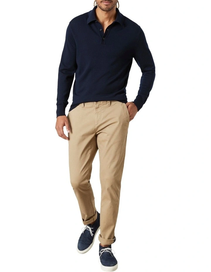 Fraser Ashby Merino Polo Knit in Navy image 4