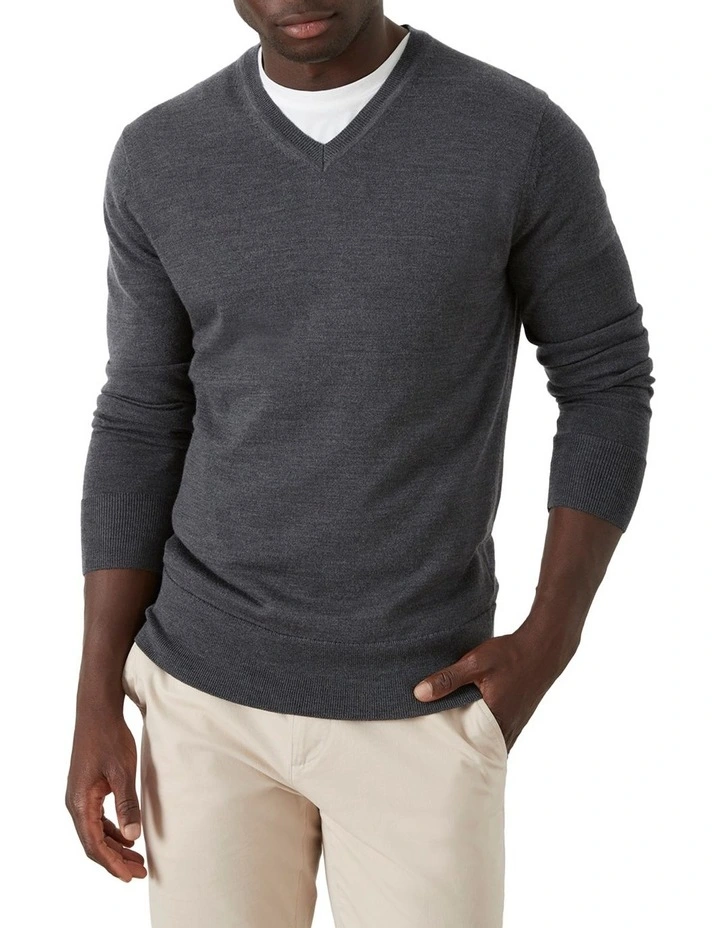 Buchanan Ashby Merino V Knit Charcoal image 1
