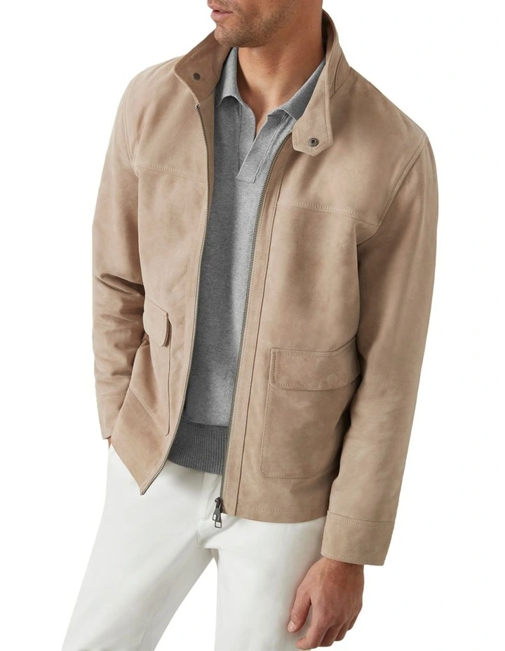 Connery Suede Aviator Jacket in Sand image 1