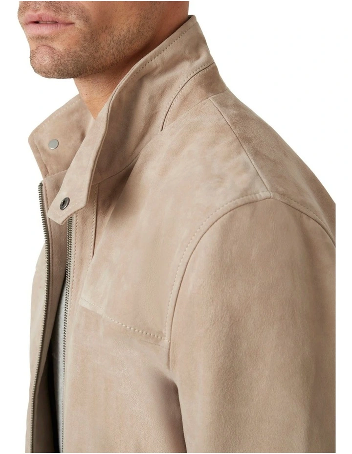 Connery Suede Aviator Jacket in Sand image 3