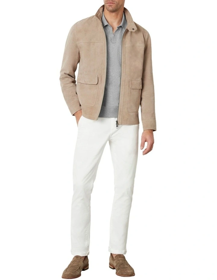 Connery Suede Aviator Jacket in Sand image 5