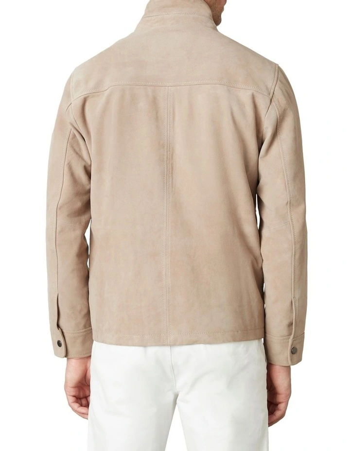 Connery Suede Aviator Jacket in Sand image 6