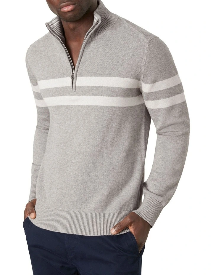 Masters Cot/Cash Half Zip Knit Sweater In Grey image 1