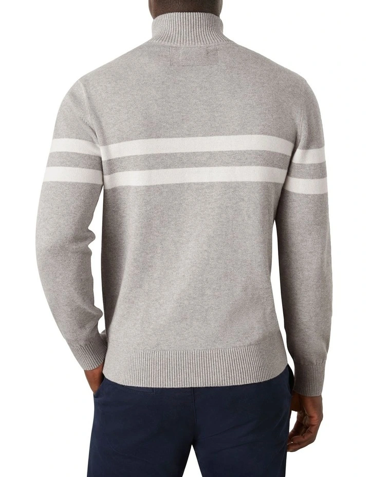 Masters Cot/Cash Half Zip Knit Sweater In Grey image 2