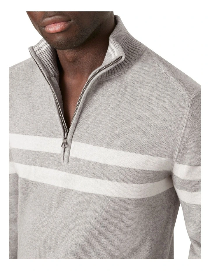 Masters Cot/Cash Half Zip Knit Sweater In Grey image 3
