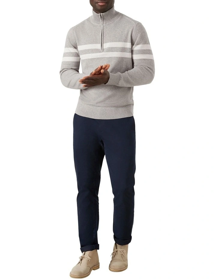 Masters Cot/Cash Half Zip Knit Sweater In Grey image 4
