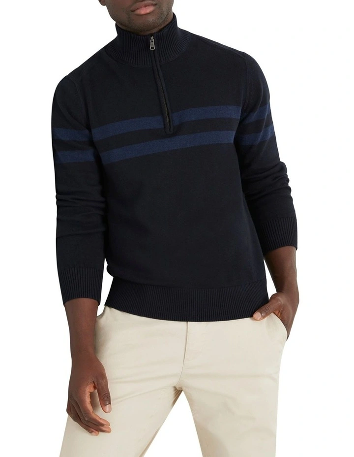 Masters Cot/Cash Half Zip Knit Sweater In Navy image 1