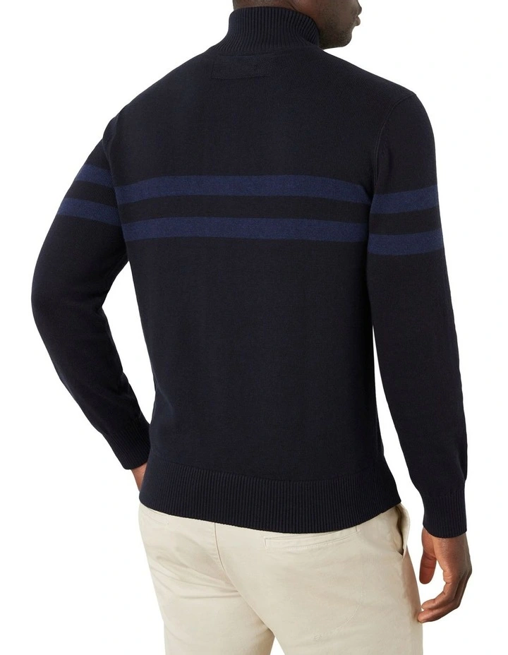 Masters Cot/Cash Half Zip Knit Sweater In Navy image 3