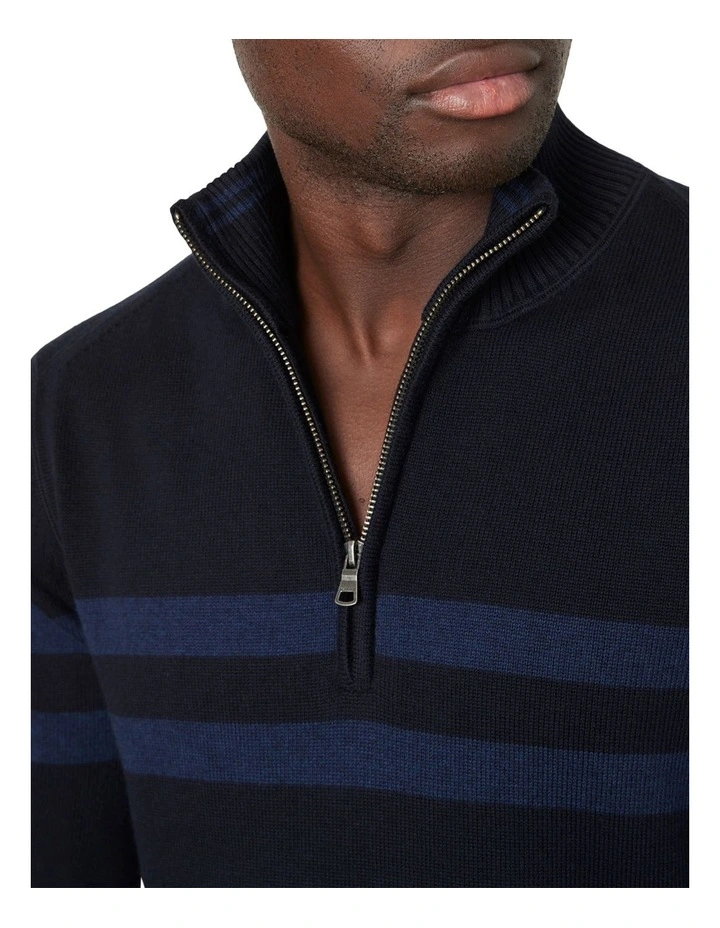 Masters Cot/Cash Half Zip Knit Sweater In Navy image 4