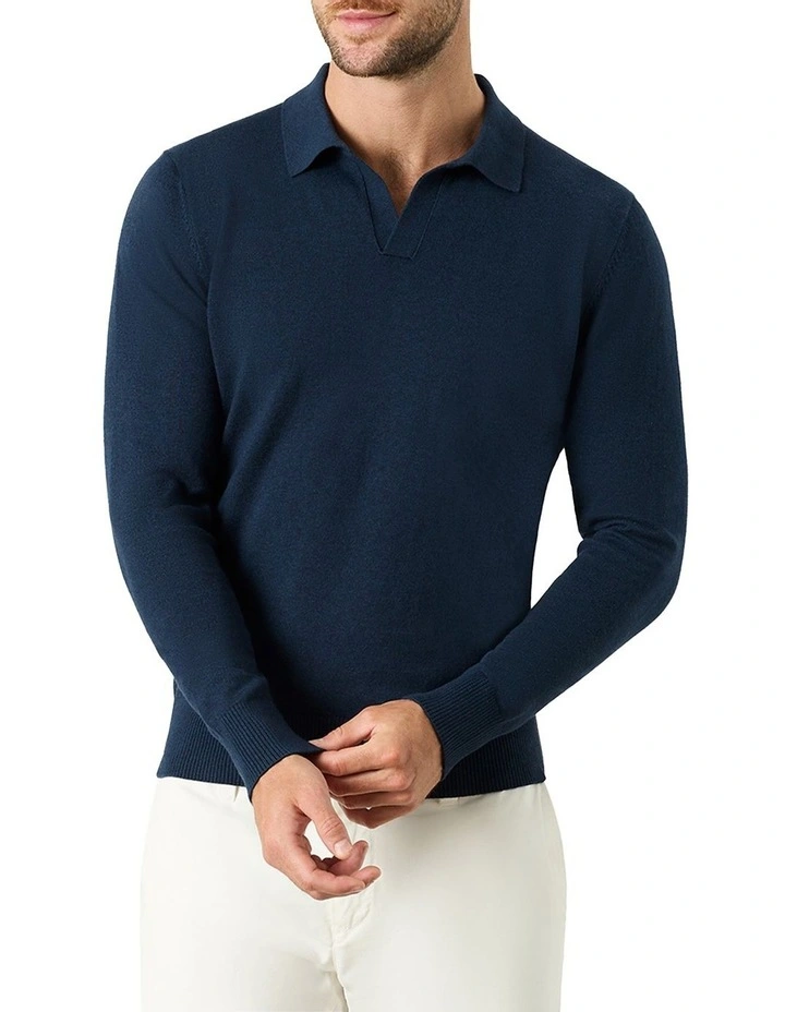 Carter Long Sleeve Polo in Navy image 1