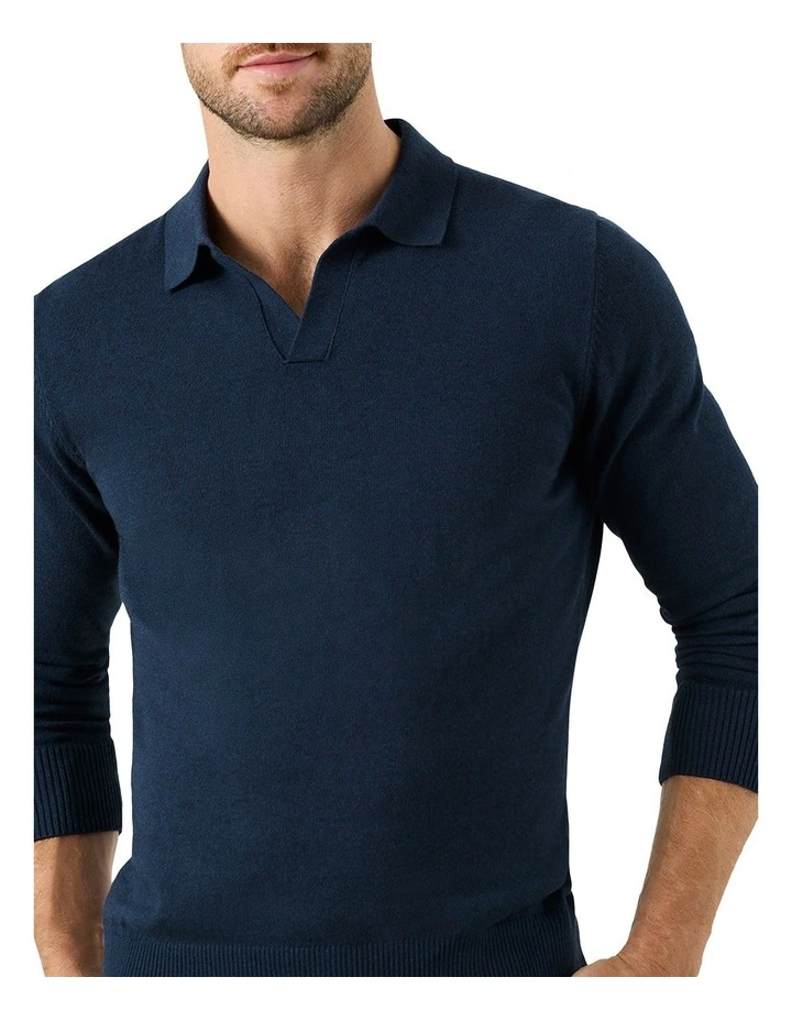 Carter Long Sleeve Polo in Navy image 2