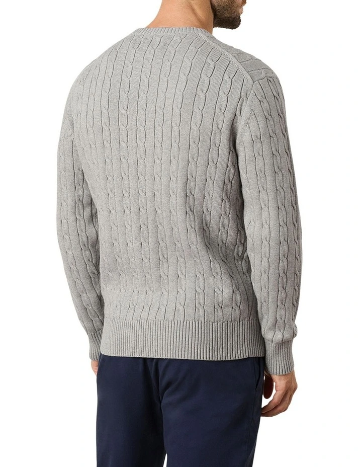 Mawson Cable Crew Knit in Grey image 2