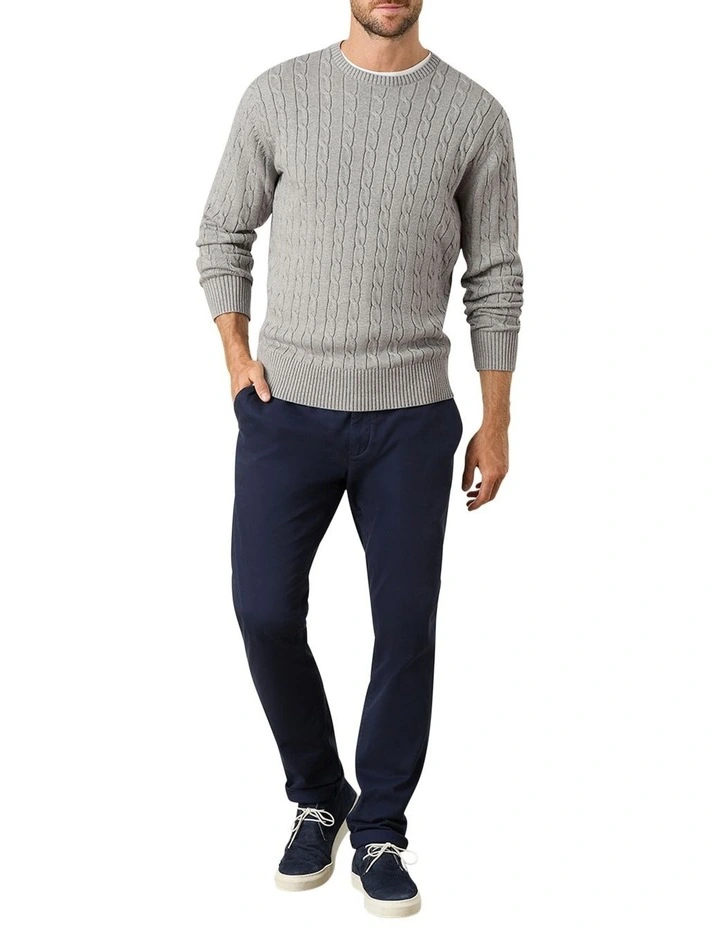 Mawson Cable Crew Knit in Grey image 4