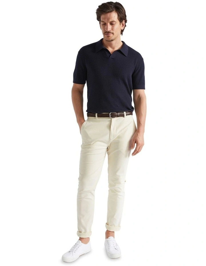 Knitted Trophy Polo Shirt in Midnight Blue image 1