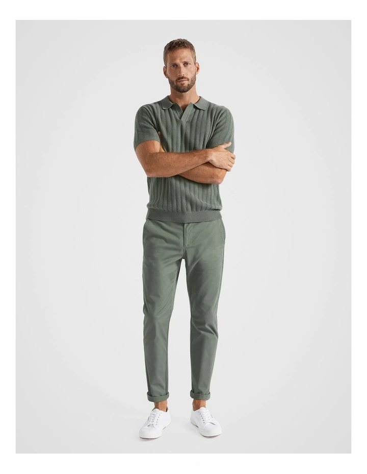 Textured Trophy Polo Shirt in Light Khaki image 4