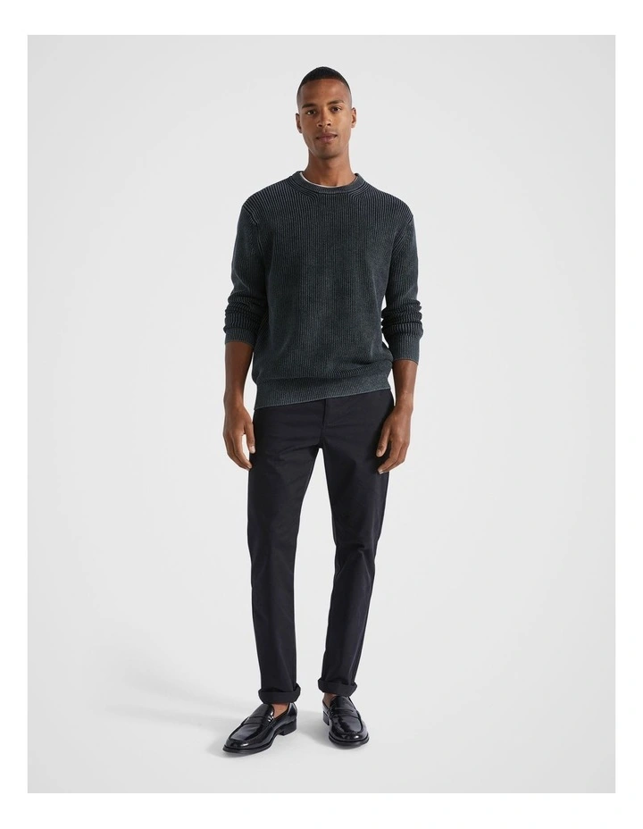 Cotton Crewneck Sweater in Washed Black image 1